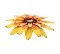 DECORNIJIA Iron Daisy Flower Hanging Wall Decoration for Indoor Outdoor Use Garden Wall Ornament for Living Patio Fence Porch Yellow Pendant Art