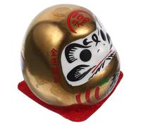 DECORNIJIA Japanese Ceramic Fortune Figurine with Gold Finish Compact Traditional Lucky Statue for Home Office Car Dashboard Decor Lightweight Zen Ornament for Prosperity and Charm