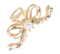 DECORNIJIA Jumbo Hair Clip Large Claw Clips for Thick Hair Golden Alloy with Artificial Pearl Multiple Uses Convenient to Use for Family Members and Female Friends
