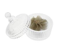 DECORNIJIA Large round Flocked Powder Puff for Makeup Setting Floral Handle and Glass Case for Dusting Talcum Powder