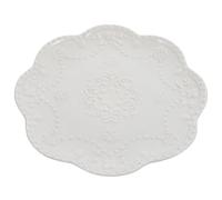 DECORNIJIA Large Vintage Ceramic Steak Plate with Embossed Edge Multifunctional Decorative Food Platter for BBQ Dessert and Pasta Porcelain Serving Dish for Family Gatherings and Parties