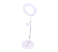 DECORNIJIA LED Desktop Selfie Ring Light with Adjustable Phone Holder Multifunctional Beauty Lamp for Live Streaming Makeup Photography Easy Brightness Control White