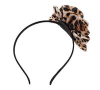 DECORNIJIA Leopard Print Blossom Headband with Large Flower Detail Thin Band Sweet Fashion Hair Accessory for Women and Stylish Blooming Cheetah Print Accent for Parties Everyday Wear and