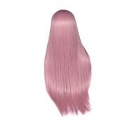 DECORNIJIA Long Wavy Pastel Pink Cosplay Hairpiece for Women Heat Resistant Natural Look Straight Wig with Adjustable Fit Suitable for Party Daily Wedding Theme Events