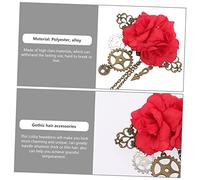 DECORNIJIA Mechanical Gear Rose Hair Clip Gothic Hair Accessories Red Crystal Tassel Hairpin for Girls Lolita Anime Style