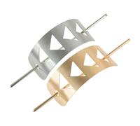 DECORNIJIA Metal Rectangular Triangle Hollow Hair Sticks for Buns 2pcs Gold and Silver Updo Hair Accessories for Women Brushed Finish Suitable and Ponytail Styling