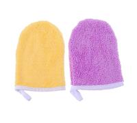 DECORNIJIA Microfiber Face Cleansing Gloves 2pcs Yellow and Purple Soft Makeup Remover Gloves Reusable Facial Cleaning Cloths for Sensitive Skin Daily Skincare and Spa Use Random Color