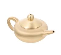 DECORNIJIA Mini Brass Teapot Ornament Retro Desktop Decoration Handheld Micro Scene Layout Craft for Home Office Artistic Collectible