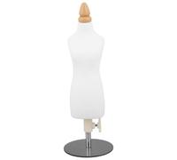 DECORNIJIA Mini Female Dress Form Mannequin 1/4 Scale with Silver Base and Wood Cover for Sewing Class Patternmaking and Craft Draping Teaching Aid