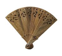 DECORNIJIA Mini Green Sandalwood Folding Fan Pendant Lightweight Car Bag Keychain Accessory Vintage Fan Shaped Hanging Ornament Decorative Desktop Charm