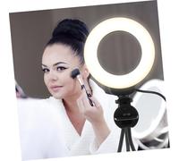 DECORNIJIA Mini LED Ring Light with Tripod Clip Adjustable Color Temperature Webcam Lighting for Laptop Video Calls and Video Conferences Portable Abs Fill Light for Broadcasting and