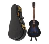 DECORNIJIA Miniature Classical Guitar Model 14cm Wooden Stand and Case, Small Guitar Figurine for Dollhouse Decor and Musical Instrument Collection