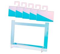 DECORNIJIA Nail Art Display Board Set with 5 Reusable False Nail Holders, Iridescent Color Acrylic Manicure Practice Rack for Salon and Personal Use