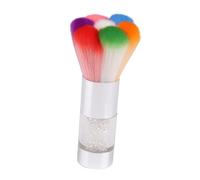 DECORNIJIA Nail Art Dust Brush and Powder Cleaner Set Rainbow Petal Shape with Metal Handle Silver Color for Professional Gel Nails and Rhinestone Makeup Removal Suitable for Manicure and