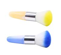 DECORNIJIA Nail Art Dust Brush Easy Application and Dust Removal 2pcs for Acrylic Nails with Artificial Fiber Bristles Random Color at Home Or Professional Manicure