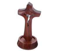 DECORNIJIA Natural Wood Cross with Stand for Ornament Small Tabletop Religious Decoration Versatile Christian Keepsake for Easter Baptism Communion Timeless Spiritual Home Accent