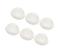 DECORNIJIA Pearlescent Seashell Candy Boxes 6pcs Mini Shell Favor Containers Small White Shell Jewelry Holders for Wedding Party Packaging and Trinket Storage