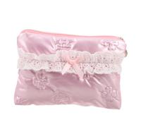 DECORNIJIA Pink Bow Mini Makeup Bag Lightweight Cosmetic Organizer for Women and Travel Cosmetic Brush Storage Pouch for Lipstick Skincare Samples Portable and Charming