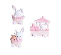 DECORNIJIA Pink Bunny Train Cake Topper Rabbit Birthday Decoration Ornament for Party Miniature and Photography Prop Compact for Home and Shop Table Display