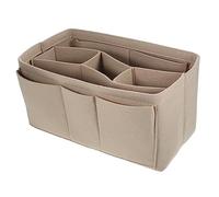 DECORNIJIA Portable Felt Cosmetic Bag Lightweight Makeup Organizer for Travel and Daily Use Scratch Resistant Multi Functional Storage Pouch Khaki