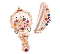 DECORNIJIA Portable Foldable Vintage Makeup Mirror with Comb Rose Gold Compact Vanity Mirror for Travel and Home Use Lightweight Durable Gift Box Edition