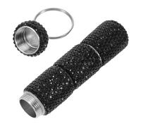 DECORNIJIA Portable Rhinestone Pill Case Aluminum Alloy Mini Medicine Box Keychain Holder for Travel Outdoor Camping Emergency Storage