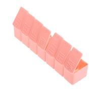 DECORNIJIA Portable Weekly Medicine Organizer Case with Individual Compartments and Lids Compact Travel Friendly Pill Storage Box in Stylish Pink for Daily Medication Management