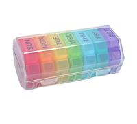 DECORNIJIA Portable Weekly Pill Organizer Large Medicine Dispenser Case with Transparent Rainbow Design Lightweight Travel Container for Vitamins and Supplements