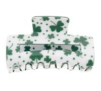 DECORNIJIA PVC Shamrock Hair Claw Clip for Women Versatile Irish Themed Hair Clamp and Brooch Durable St Patricks Day Accessory for Party and Gift Decorative Three Leaf Clover Design