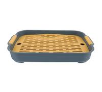 DECORNIJIA Rectangular Rabbit Litter Box with Large Activity Space and Flat Bottom, Navy Plastic Bunny Potty Trainer for Guinea Pigs and Rabbits, Prevents Feet from Getting Stuck, Easy