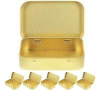 DECORNIJIA Rectangular Tinplate Storage Box Kit 6Pcs Small Hinged Lid Containers for Candy and Hobby Storage
