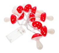 DECORNIJIA Red LED Mushroom String Lights 1.5m 10 LEDs Battery Operated Cute Fairy Night Lamp for Bedroom Christmas Wedding Party Decoration