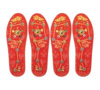 DECORNIJIA Red Seven-Star Pattern Shock Absorbing Insoles 2 Pairs Size 39-40 Breathable Sweat Absorbing Soft Shoe Inserts for Men and Women Running Walking