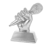 DECORNIJIA Resin Microphone Trophy Silver Finish for Singing Competitions Party Prizes Classroom Rewards Craft Boys