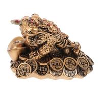 DECORNIJIA Resin Wealth Toad Sculpture Feng Shui Coin Figurine Desktop Ornament for Home Office Decor Enhancing Prosperity and Luck with Delicate Craftsmanship