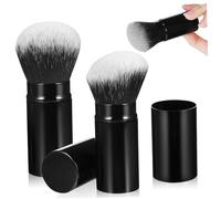DECORNIJIA Retractable Makeup Brush Set 2pcs, 30mm Angled and Flat Top Blush Brushes, Portable Travel Face Powder Tools for Cosmetics