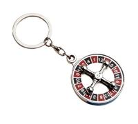 DECORNIJIA Rotatable Metal Mini Roulette Wheel Keychain Pendant, Creative Spinning Game Key Holder for Bag Decor, Single Piece Ocean Keyring Charm for Travel