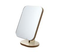 DECORNIJIA Rotatable Movable Wooden Tabletop Vanity Mirror with Stable Base Lightweight Makeup Supply for Desktop Use Elegant Portable Dressing Mirror for Home and Travel