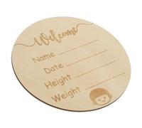 DECORNIJIA Round Wooden Name Announcement Sign Newborn Birth Plaque Handmade Photo Prop Safe Skin-Friendly Material for Boys Nursery Decoration
