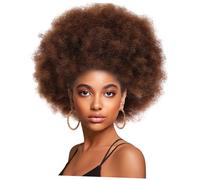 DECORNIJIA Short Fluffy Curly Afro Wig for Black Women Heat-resistant Soft Lightweight Texture Voluminous Natural-looking Hair for Cosplay Halloween and Daily Party Use