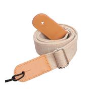 DECORNIJIA Shoulder Strap with Secure Fit and Comfortable Use, Country Style Cotton and Leather Ukulele Strap in Beige with Exquisite Sewing Process for Ukulele and Guitar