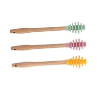 DECORNIJIA Silicone Honey Dipper with Deep Grooves Long Handles for Easy Honey Dispensing Yellow Pink Green Stain-Resistant Safe Stirring Sticks for Kitchen and Use