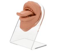DECORNIJIA Silicone Mouth Body Part Piercing Practice Model with Tongue and Lip Piercing Simulation Fake Face for Training and Display Brown Flexible Mannequin
