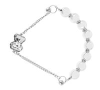 DECORNIJIA Silver Beaded Phone Chain Charm with Bear Pendant for DIY Phone Case Decoration Versatile Cellphone Strap Accessory for Women Plastic Material Multi-functional Wrist Bracelet