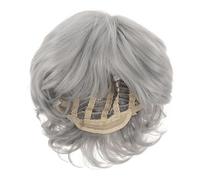 DECORNIJIA Silver White Short Curly Heat Resistant Synthetic Wigs for Older Women Realistic Grey Wigs for White Ladies Suitable for Seniors