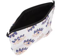 DECORNIJIA Small Makeup Bag for Women with Evil Eye Print Portable Travel Cosmetic Pouch with Zipper Closure Texture Suitable for Outdoor Gym Office and Daily Use