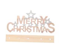 DECORNIJIA Solid Wood Xmas Letter Ornament Classic Wood Color Desktop Christmas Decoration Holiday Decor with Bright Color Details for Festive Home Display and Xmas Photo Prop