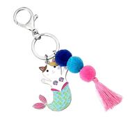 DECORNIJIA Stainless Steel Mermaid Cat Keychain Pendant Cute Cartoon Hanging Charm for Bag Car Backpack Decoration Lightweight