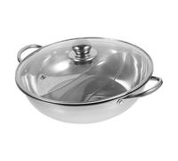 DECORNIJIA Stainless Steel Two-Flavor Hot Pot with Handles Thickened Dual-Compartment Stockpot for Gas Induction Stoves Anti-Scald Non-Slip Kitchen Hotpot Pan with Lid Cooking Pot for Home