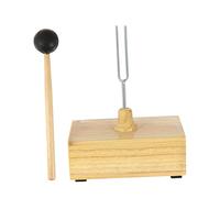 DECORNIJIA Steel Tuning Fork with Rubber Striker Mallet and Wooden Resonance Base Acoustic Teaching Prop for Physics Sound Experiments Music Instrument Tuning and Therapy Use